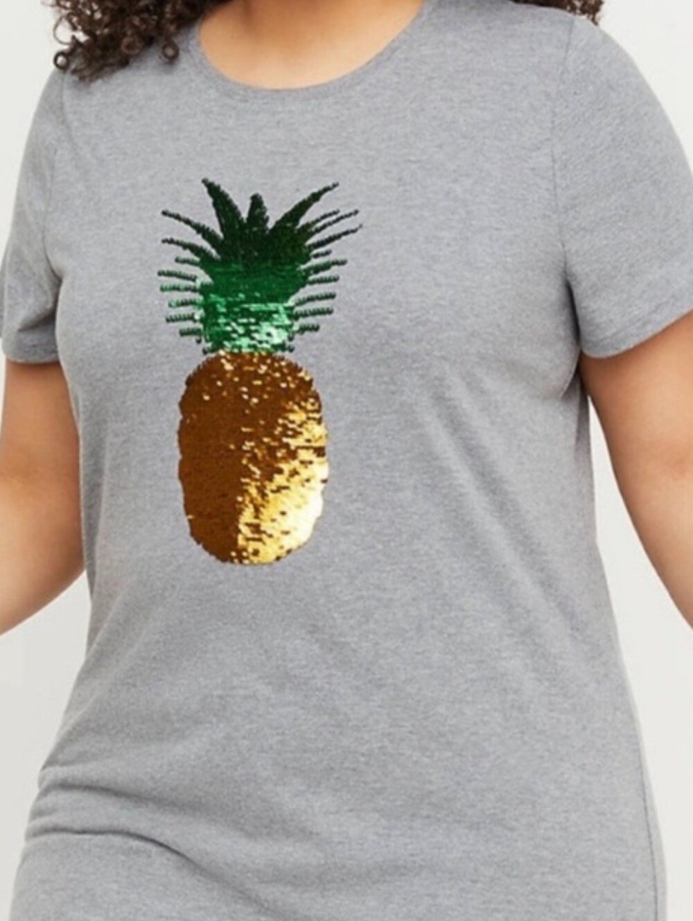 Lane Bryant Pineapple Reversible Sequin Tee, Plus 18 / 20
